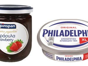 Τυρί Κρέμα Philadelphia (300 g) + Μαρμελάδα Φράουλα Spin Span (380g) -20%