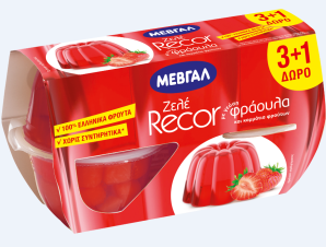 Ζελέ Recor Φράουλα Μεβγάλ (4×128 gr) 3+1 Δώρο